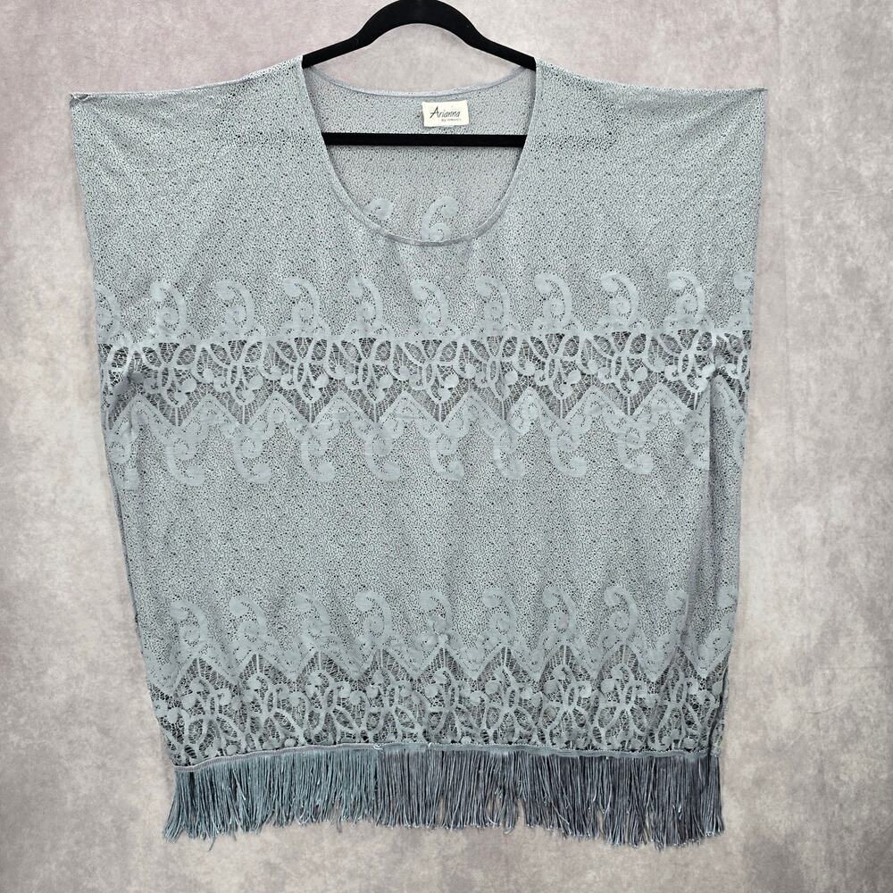 Arianna by Howards Gray‎ Lace Fringe Boho Beach Swim Cover Up Duster Kimono XL